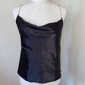 Et Clet black top with faux rhinestone straps size L NWT